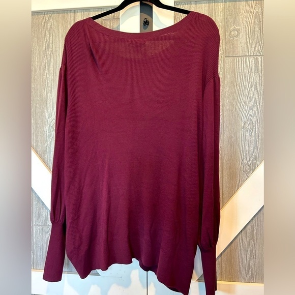 B11.01 NWT Halogen ribbed burgundy crew neck sweater 4X Plus - Picture 3 of 3